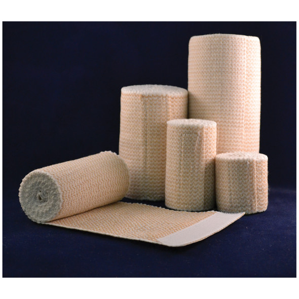 Ambra Le Roy 90250 Premium Elastic Bandage, 2in. x 5 yds (Stretched) with Double Velcro Closure, Tan/ White Honeycomb, Latex Free (LF), 10/bx, 5 bx/cs , case