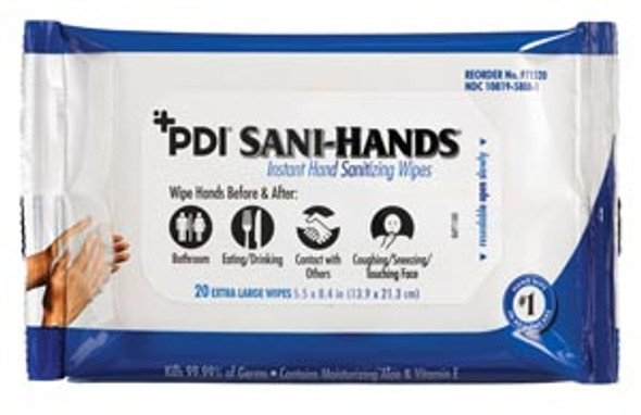 PDI - Professional Disposables, Intl. SANI-HANDS® P71520 Bedside Pack, 8.4in. x 5.5in., 20/pk, 48 pk/cs (135 cs/plt) (US Only) (Item is considered Limited Quantity and cannot ship via Air or to AK, GU, HI, PR, VI) , case
