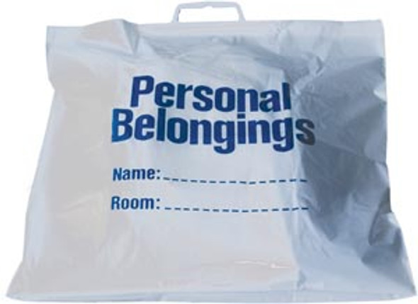 New World Imports BELB Belongings Bag with Handle, 18½in. x 20in., White Bag with Blue Imprint, 250/cs , case