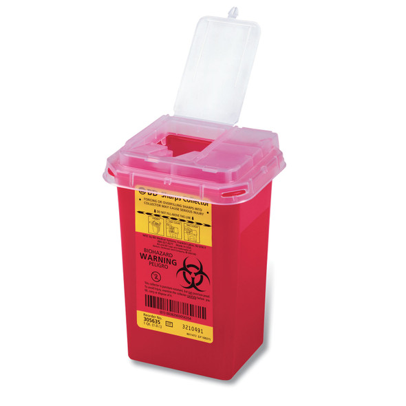 BD 305635 Sharps Collector, 1.0 Qt, Phlebotomy, Red, 60/cs (Continental US Only) , case