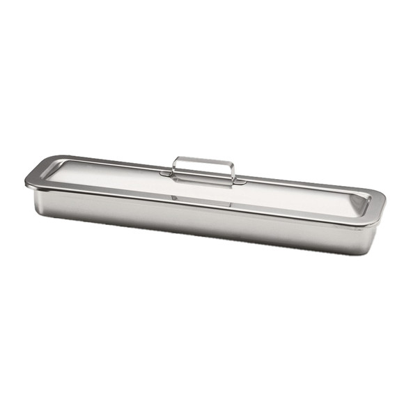 Dukal Corporation 4257 Instrument Tray, with Strap Handle, 17in. x 4in. x 1 1/8in., Stainless Steel , each