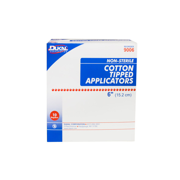 Dukal Corporation 9006 Applicator, 6in. Cotton Tip, Non-Sterile, 100/bg, 10 bg/bx, 10 bx/cs (36 cs/plt) , case