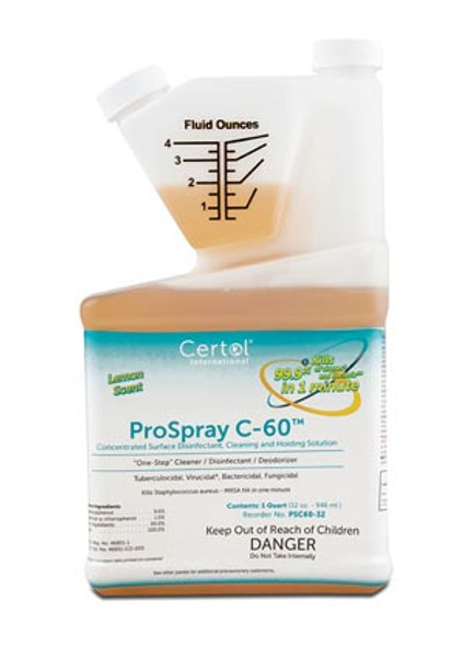 PSC60/32 Certol Concentrated Surface Disinfectant/ Cleaner, Meter Dose Bottle, 32 oz, Makes 8 Gallons, 12btl/cs (Item is considered HAZMAT and cannot ship via Air or to AK, GU, HI, PR, VI)