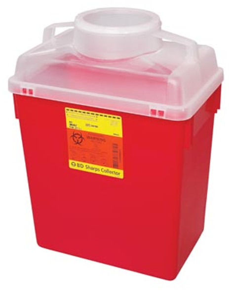 BD 305465 Sharps Collector, 6 Gal, Clear Top, Large Funnel Cap, 12/cs (12 cs/plt) (Continental US Only) , case