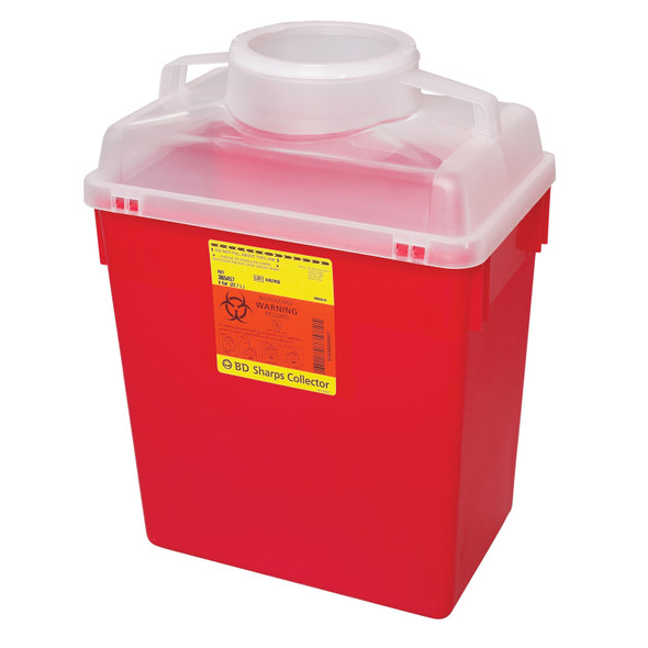 BD 305465 Sharps Collector, 6 Gal, Clear Top, Large Funnel Cap, 12/cs (12 cs/plt) (Continental US Only) , case