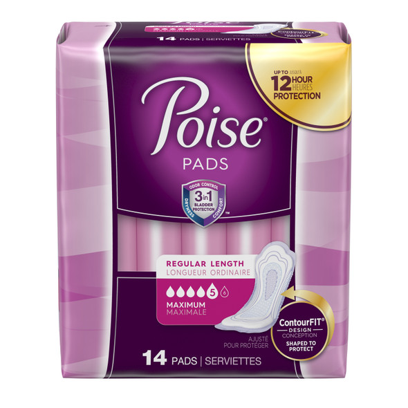 Kimberly-Clark Consumer POISE® 19568 Poise Pads, Ultra Plus, Side Shields, 14/pk, 6 pk/cs (84 cs/plt) , case