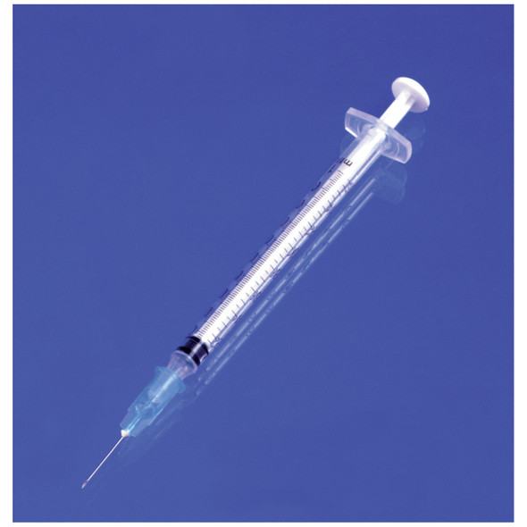 Exel Corporation 26040 Tuberculin Syringe, 1cc with Needle, 27G x ½in., Low Dead Space Plunger, Luer Slip, 100/bx, 10 bx/cs (36 cs/plt) , case