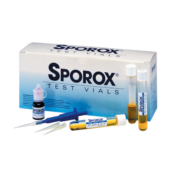 Sultan Healthcare, Inc. SPOROX® 75195 Sporox Test Vials Intro Kit: (30) Test Vials, Bottle of Indicator Solution, Pipettor, (30) Disposable Pipette Tips, 1 kit/bx (Item is considered HAZMAT and cannot ship via Air or to AK, GU, HI, PR, VI) , box