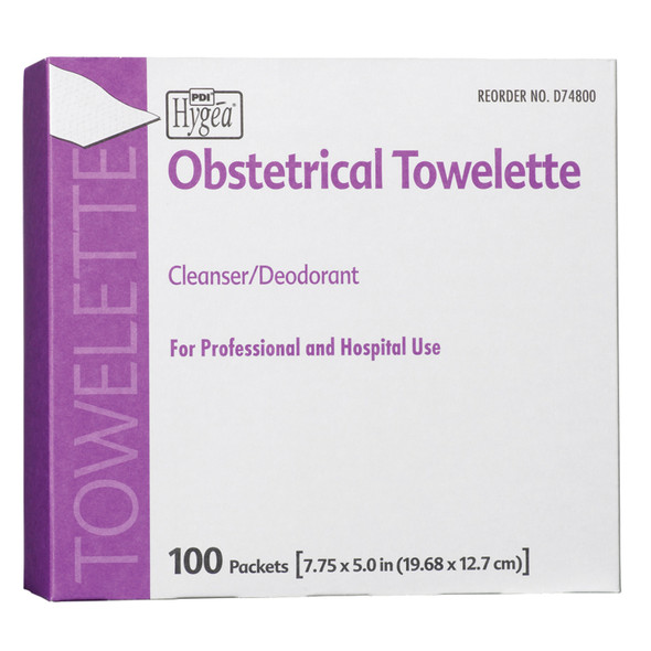 PDI - Professional Disposables, Intl. HYGEA® D74800 Obstetrical Towelette, 7.75in. x 5in., 1/pk, 100 pk/bx, 10 bx/cs (63 cs/plt) (US Only) , case