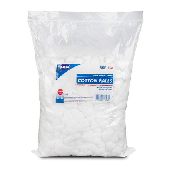 Dukal Corporation 802 Cotton Balls, Large, Non-Sterile, 1000/bg, 2 bg/cs , case