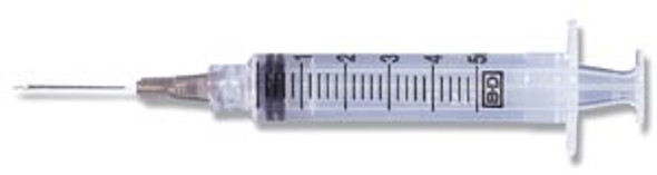 BD 309632 Syringe/Needle Combination, 5mL, Luer-Lok™ Tip, 21G x 1in., 100/bx, 4 bx/cs (36 cs/plt) (Continental US Only) , case