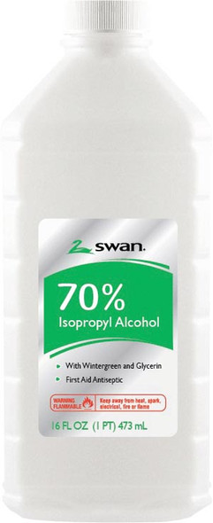 Cumberland Swan/Vi-Jon, Inc. SWAN® 1000032409 Wintergreen Isopropyl Rubbing Alcohol, 70% IPA, 16 oz, 12/cs (132 cs/plt) (84543) (US Only) (Item is considered HAZMAT and cannot ship via Air or to AK, GU, HI, PR, VI) , case