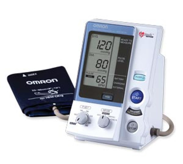 HEM-907XL Omron Healthcare, Inc. Digital Blood Pressure (BP) Monitor, Includes: X-Large, Large, Medium & Small Cuff & Bladder Set, 1.0m Air Tube, AC Adapter & Battery Pack