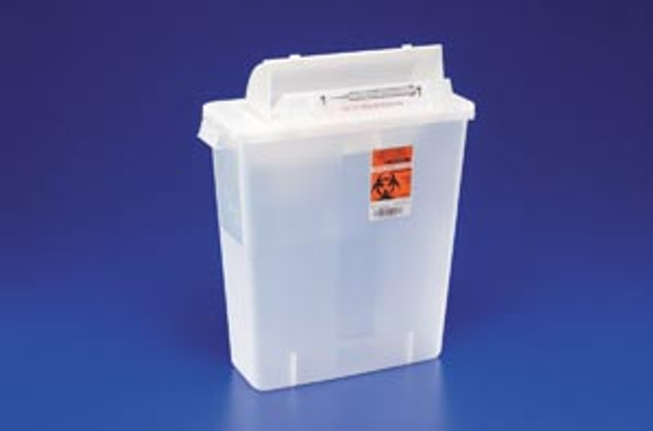 Cardinal Health 8536SA IN-ROOM Sharps Container, 12 Qt, Clear, SHARPSTAR Lid & Counter-Balanced Door, 16in.H x 6in.D x 13¾in.W, 10/cs (18 cs/plt) (Continental US Only) , case
