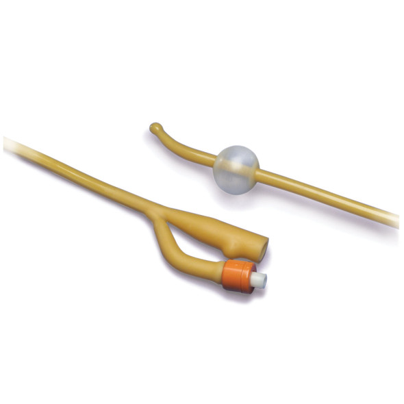 Cardinal Health 1620C Coude Foley Catheter, 5cc, 2-Way, Amber Latex, 20FR, 17in.L, 12/ctn (Continental US Only) , carton