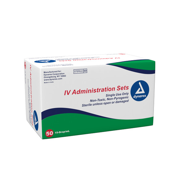 7033 Dynarex IV Administration Set - 15 Drop, 106", 2 Injection Site, 50/Box