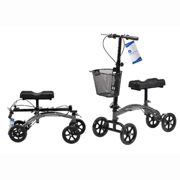 Drive Medical Dual Pad Steerable Knee Walker Knee Scooter with Basket -  Alternative to Crutches