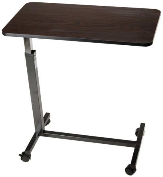 10450 Dynarex Overbed Table - Silver Vein H Base with Walnut Top, Silver Vein/Walnut (28"-45"), 1Pc/CA