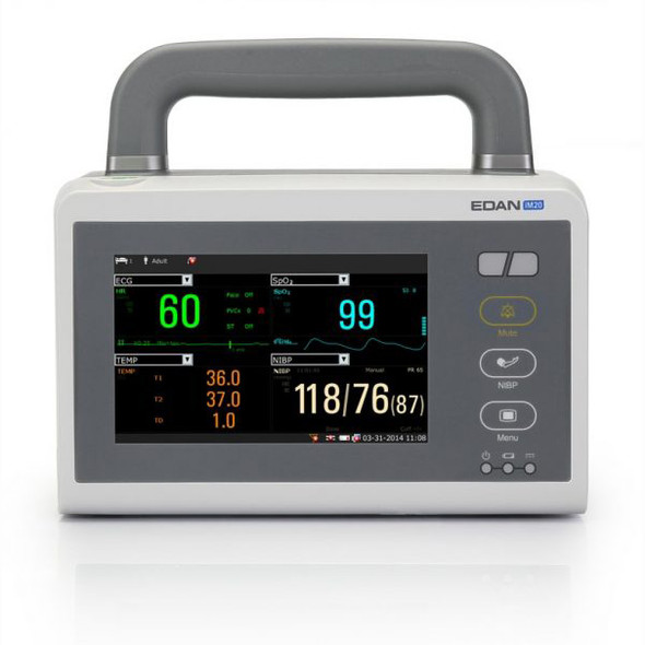 iM20 Edan 5" Patient Monitor with 3/5-lead ECG, RESP, NIBP, EDAN SpO2, PR, 2-TEMP (without accessory)