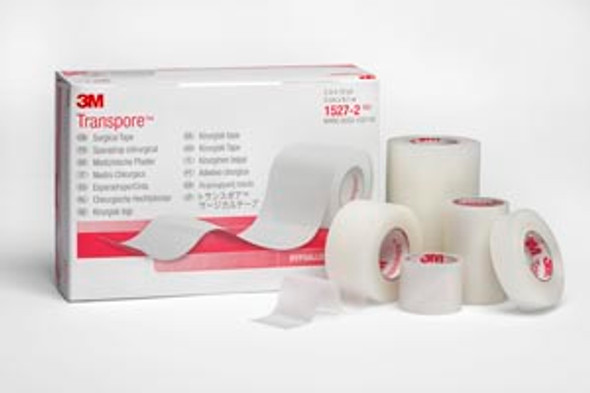Solventum Corporation TRANSPORE™ 1527-0 Surgical Tape, ½in. x 10 yds, Transparent 24 rl/bx, 10 bx/cs (021219) (Continental US+HI Only) , case
