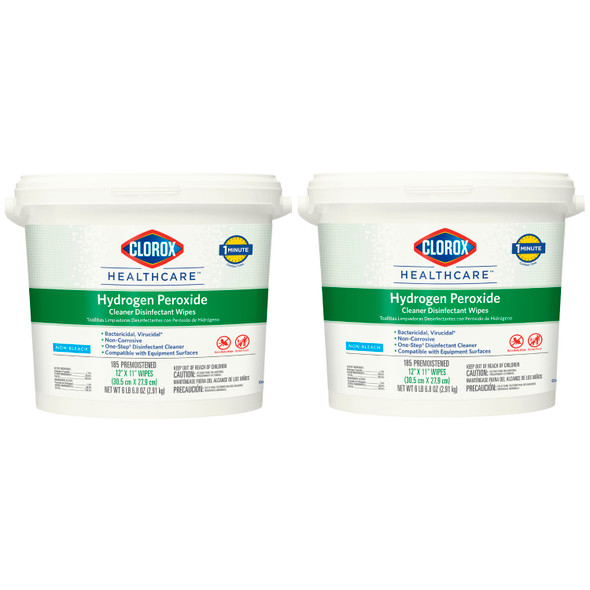 Clorox Sales Company HEALTHCARE® 30826 Clorox Healthcare® Hydrogen Peroxide Cleaner Disinfectant Wipes, 12 x 11, 185/bucket, 2/cs (Continental US Only) , case