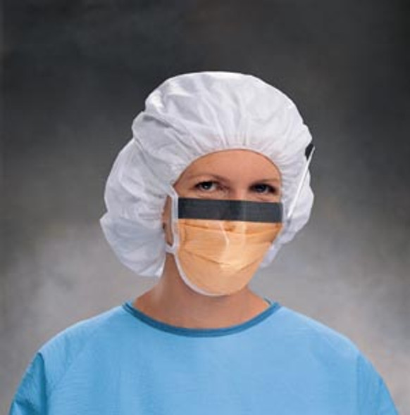 O&M Halyard Fluidshield ASTM Level 3, Fog-Free Surgical Mask with Ties, Wraparound Visor, Orange, 25/pkg, 4 pkg/case