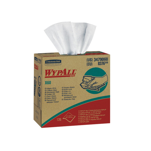 Kimberly-Clark Professional WYPALL® 34790 WYPALL Hydroknit™ Wipers, 9.1in. x 16.8in., 4-Ply, White, 126/bx, 10 bx/cs (24 cs/plt) (US Only) , case