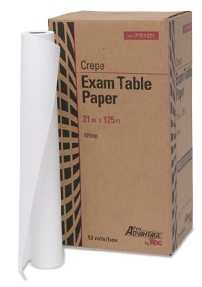 Pro Advantage ADVANTAGE® P751021 Exam Table Paper, 21in. x 125 ft, White, Crepe, 12/cs (48 cs/plt) (020209) , case