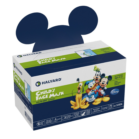 O&M Halyard Fluidshield® 32856 Ear Loop White with DISNEY® Character Print Face Mask - 75/Box 10 Box/Case