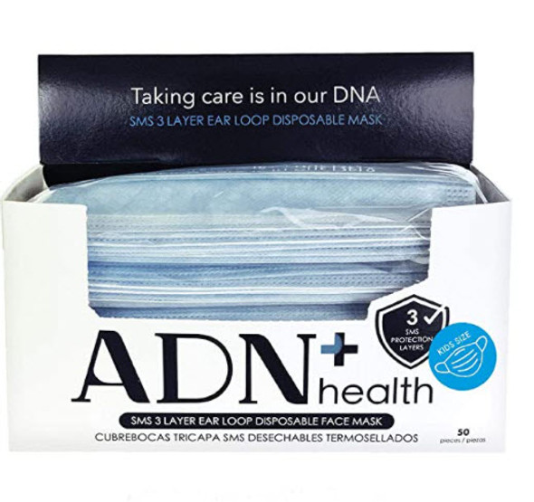 ADN+ Health ASTM Level 3 Masks, Adult, 50/bx (FDA registered, made in Mexico, tested in USA)