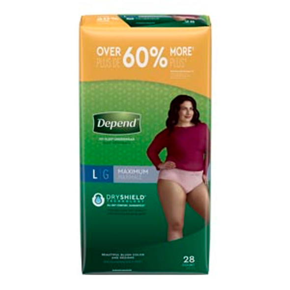 Kimberly-Clark Consumer DEPEND® 53743 Underwear, Maximum Absorbency, Large, Women, Blush, 28/pk, 2 pk/cs , case