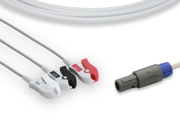 C2363P0 Cables and Sensors Direct-Connect ECG Cable, 3 Leads Clip, Siemens Compatible w/ OEM: 7396448