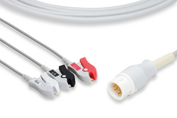 C2385P0 Cables and Sensors Direct-Connect ECG Cable, 3 Leads Clip, Philips Compatible w/ OEM: M1981A, 989803143181