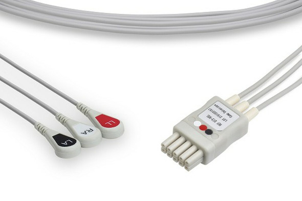 LDT3-90S0 Cables and Sensors ECG Leadwire, 3 Leads Snap, Mindray > Datascope Compatible w/ OEM: 0012-00-1503-04, 0012-00-1503-05, 0012-00-1503-06, LW-2910S29/3A