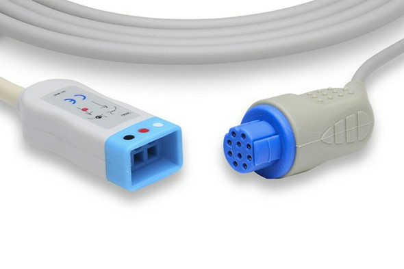 TX-23950 Cables and Sensors ECG Trunk Cable, 3 Leads, Datex Ohmeda Compatible w/ OEM: CB-82395R, KCC034, 545307-HEL, 545302-HEL, CB-82395R, KCC034, 545307-HEL, 545302-HEL