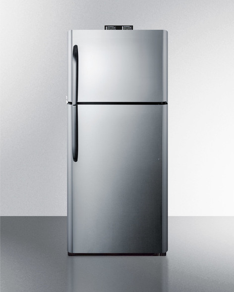 BKRF21SS Accucold 21 Cu.Ft. Break Room Refrigerator-freezer With Stainless Steel Doors, Black Cabinet, And Nist Calibrated Alarm/Thermometers, Each