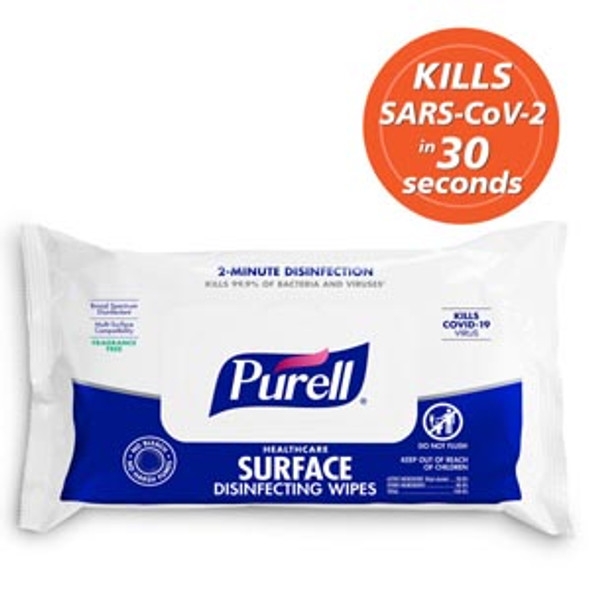 GOJO Industries, Inc. PURELL® 9370-12 Purell® Healthcare Surface Disinfecting Wipes, 72ct Canister, 12can/ct (Item is considered HAZMAT and cannot ship via Air or to AK, GU, HI, PR, VI) , ct