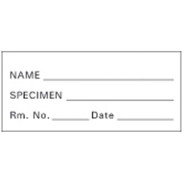 Precision Dynamics (formerly PDC Timemed) SP-1 Specimen Tape, 2¼in. x 1in., White/ Black, Imprinted: Name, Room #, Date,, 222/rl , roll