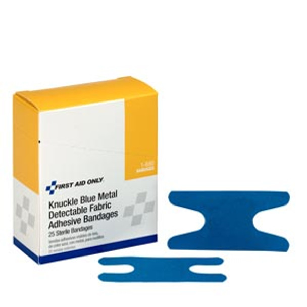 First Aid Only/Acme United Corporation 1-690 Fabric Knuckle Bandages, Blue Metal Detectable, 25/bx (DROP SHIP ONLY - $150 Minimum Order) , box