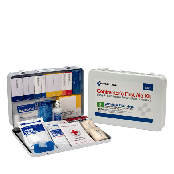 First Aid Only/Acme United Corporation 90671 First Aid Kit, 50 Person, Contractor, ANSI B+, Metal Case (DROP SHIP ONLY - $150 Minimum Order) , each