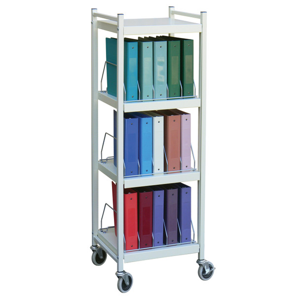 Omnimed, Inc. BEAM® OMNICART® 260014-BG Mini Omnicart® For Binders, 2¾in. Spine, Holds 5 Ring Binders Per Shelf, Chart Rack, 4 Shelves, 3 Organizers, 15 Capacity, 55in.H x 19in.W x 17in.D , each