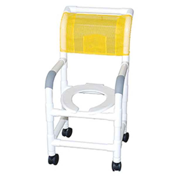 MJM International Corp. 115-3TW Shower Chair, 15in. Internal Width, for Small Adult or Pediatric Needs, 3in. Twin Threaded Stem Casters, 300 lbs , each