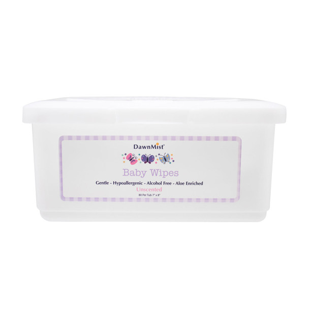 Dukal Corporation BWU4340 Baby Wipes, Embossed, Unscented, 7in. x 8in., 80/tub, 12 tub/cs , case