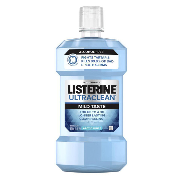 Kenvue LISTERINE® 38634 Listerine Ultra Clean® Mouthwash, Zero Alcohol, Arctic Mint, 500ml, 6/cs (Continental US+HI Only) (Pricing Subject to Change without Prior Notification) , case
