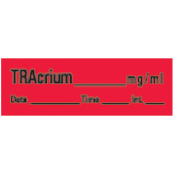 Precision Dynamics (formerly PDC Timemed) AN-95 Tracrium Syringe Labels, Fluorescent Red, 500in./rl , roll