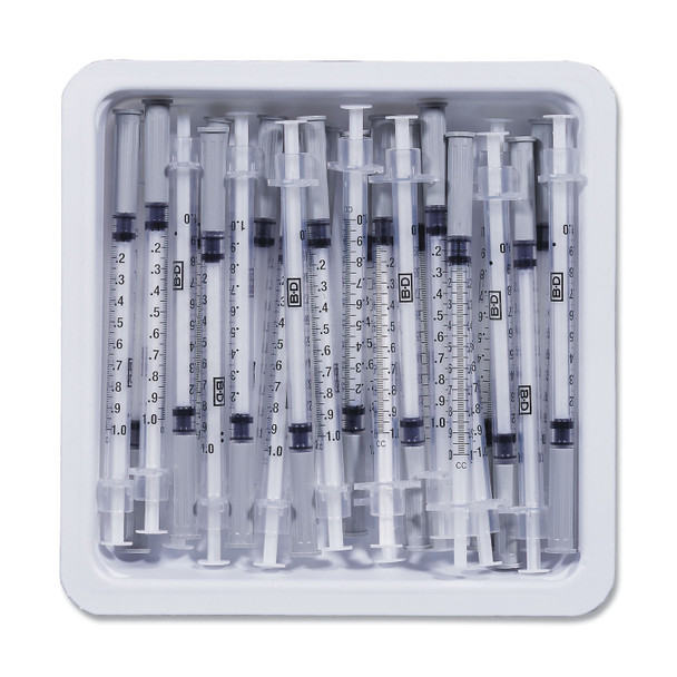 BD PRECISIONGLIDE™ 305540 Allergist Tray, 1mL, Permanently Attached Needle, 27G x ½in., Regular Bevel, 25/tray, 40 trays/cs (60 cs/plt) (Continental US Only) , case
