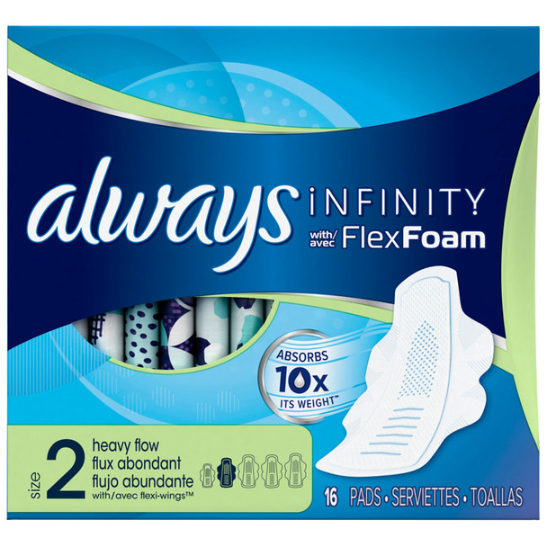 Procter & Gamble Distributing LLC DISTRIBUTING ALWAYS® 3700011714 Always Infinity Pads, Super, Unscented, 16/bx, 12bx/cs , case