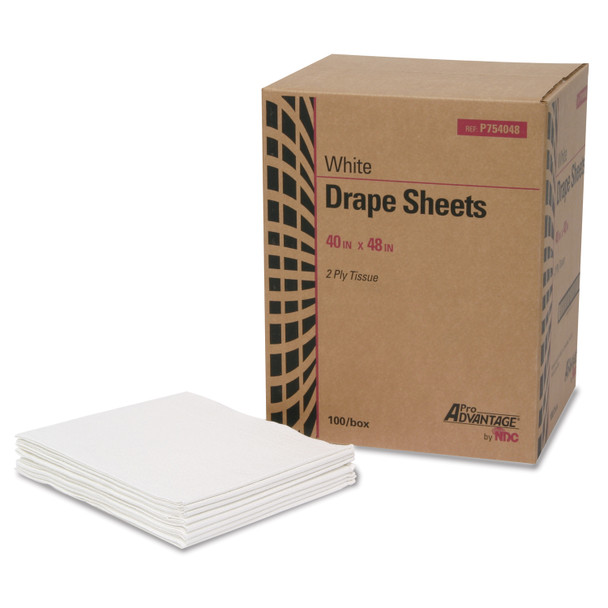 Pro Advantage ADVANTAGE® P754048 Drape Sheet, 2-Ply, Tissue, 40\in. x 48\in., White, 100/cs (60 cs/plt) (020216) , case