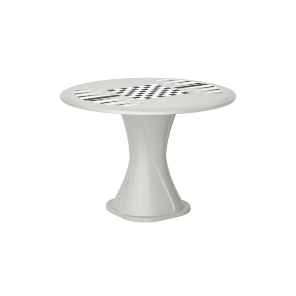 15-5329 Fabrication Enterprises, Inc. Endurance 42" Cascade All Plastic Table - Stone Gray with Game Top