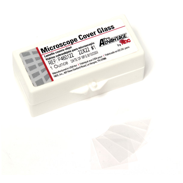Pro Advantage ADVANTAGE® P460122 Cover Glass, 22mm x 22mm, Thickness No. 1 (0.13 to 0.17mm), 1 oz/ctn, 10 ctn/bx , box